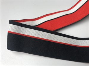 Luksus elastik - stribet i rød og hvid, 35 mm